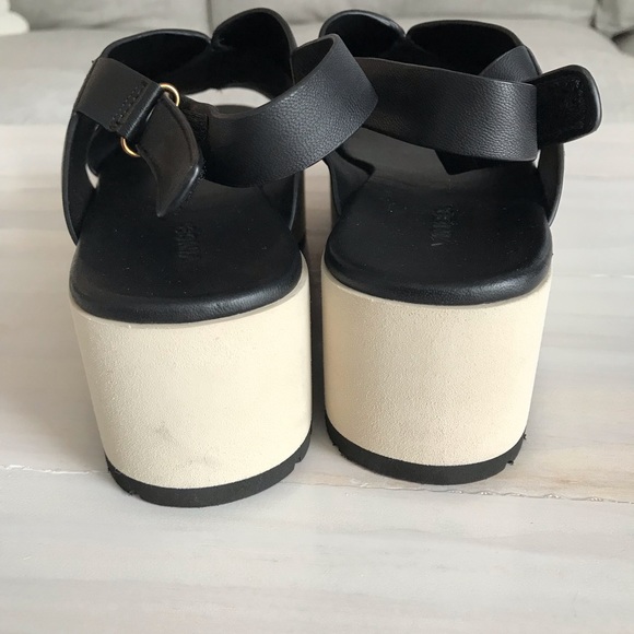 Vince Jenaya Platform Sandals Black Leather Open Toe Adjustable Strap Size 9.5 - Picture 5 of 8